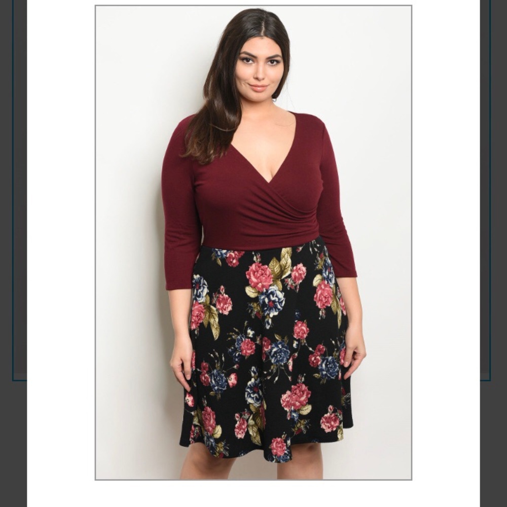 Burgundy Floral Dress